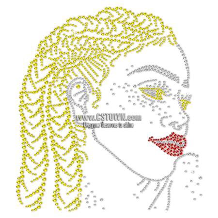 Blond Hair Afro Girl Bling Star In The Crowed Rhinestone Transfer